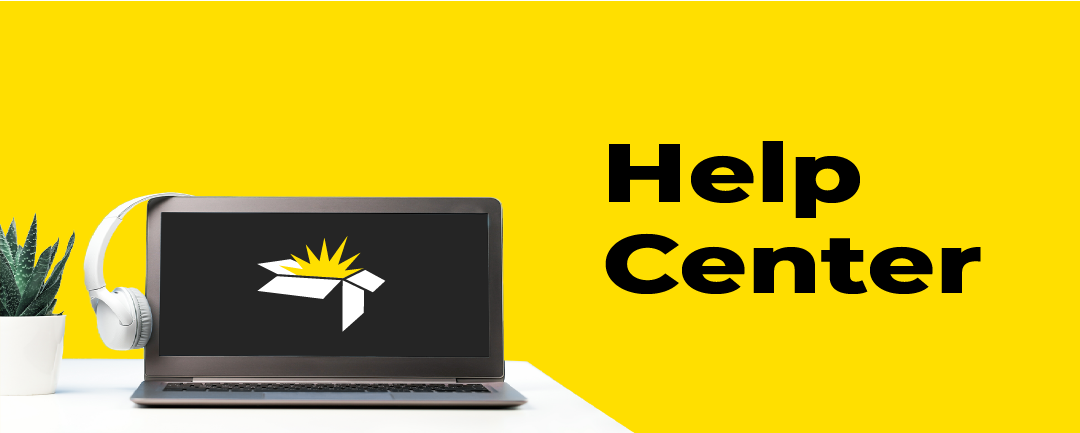 Computer on a desk with headphones and the SupplyLand logo and the words Help Center
