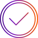 Drawing of a clock face with a checkmark in the middle